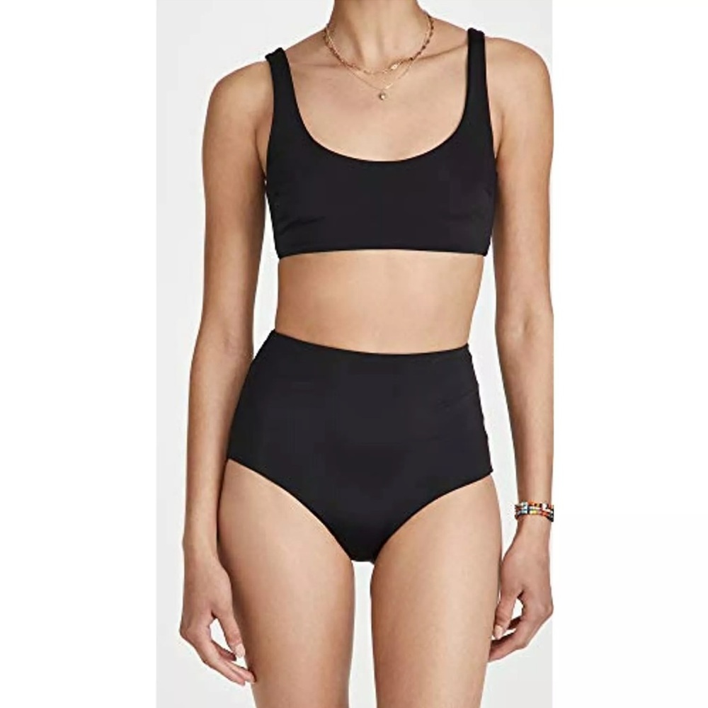 Mara Hoffman Swim Black Lira Bikini Top New with Tag W1091 Sz L
